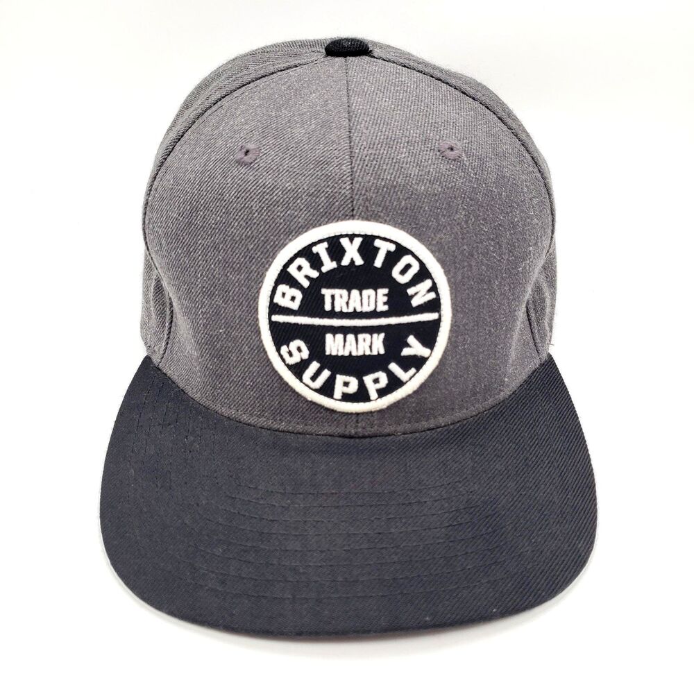 BRIXTON Supply Oath III Snapback Hat Grey & Black Adjustable Wool Cap